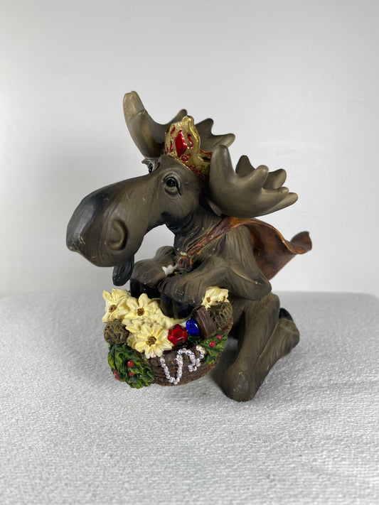 Big Sky Carvers "Moosetivity" Moose by Phyllis Driscoll - Crown, Cape, and Basket Figurine - 20279