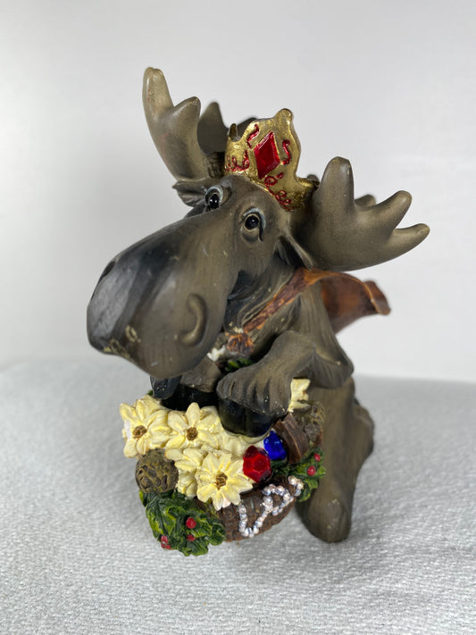 Big Sky Carvers "Moosetivity" Moose by Phyllis Driscoll - Crown, Cape, and Basket Figurine - 20279